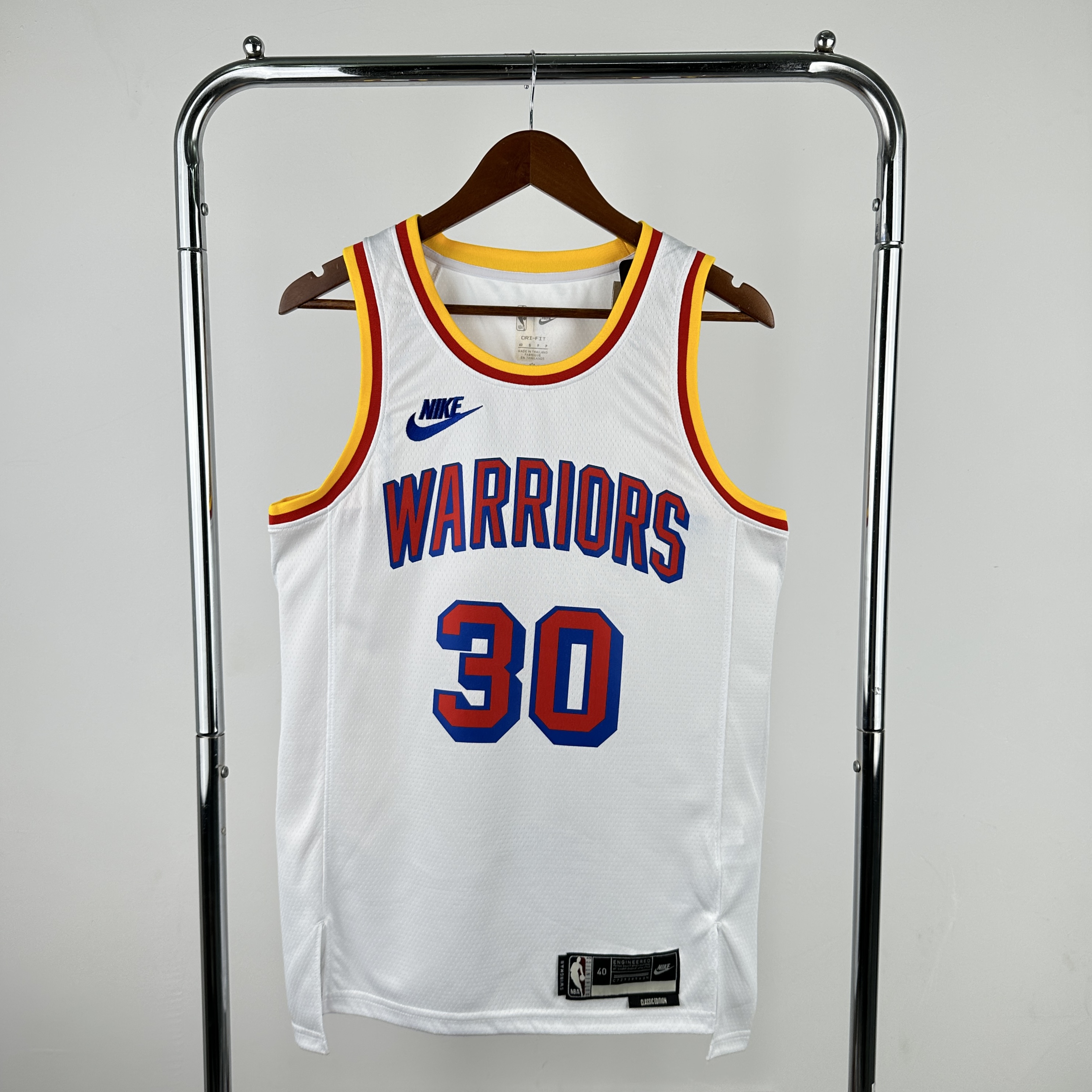 Men Golden State Warriors #30 Curry White Season Throwback Nike 2025 NBA Jersey